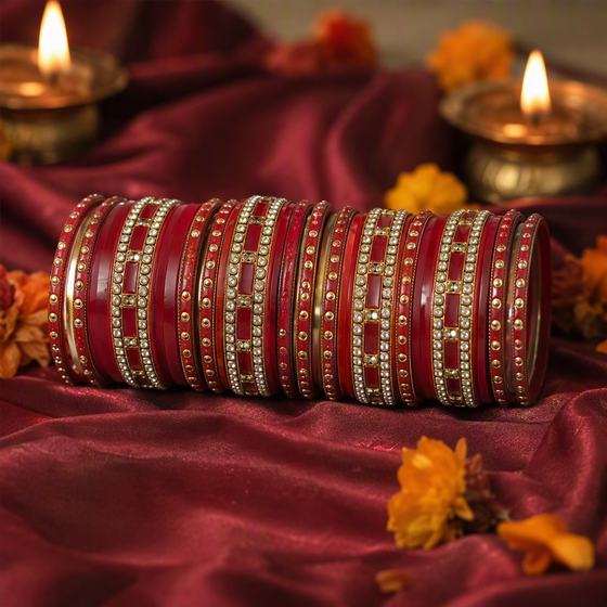 Bangles festive maroon silk par